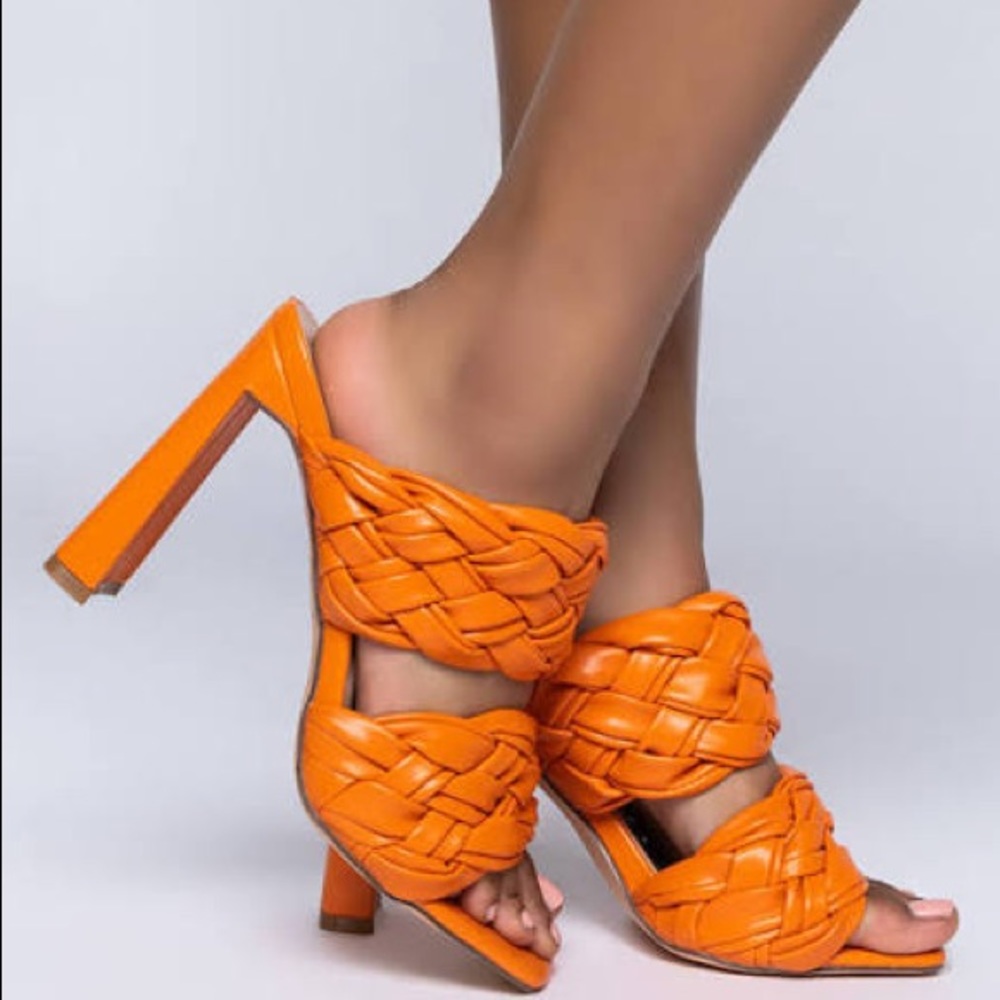 Akira Azalea Wang Let's Slow It Down Chunky Sandal in Orange Orange
